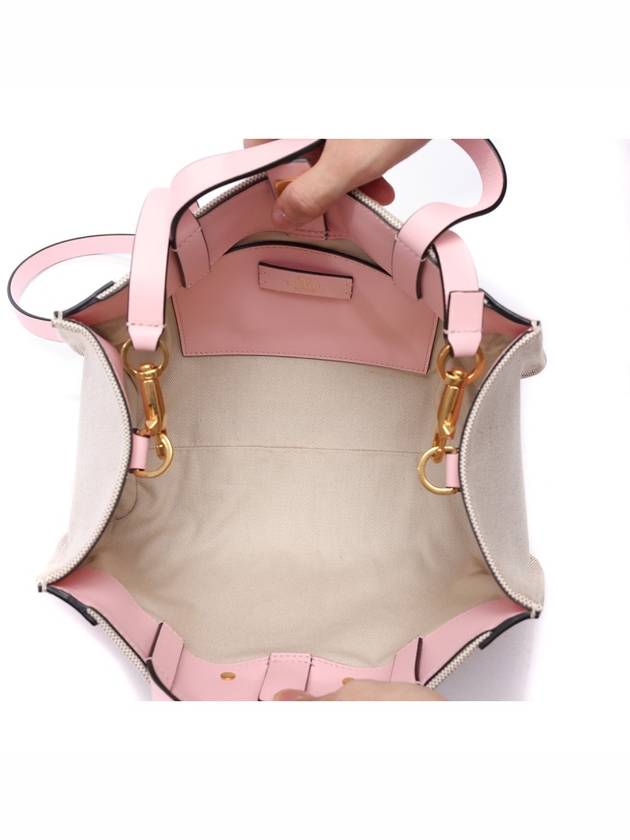 Signature V Logo Bicolor Tote Bag Beige Pink - VALENTINO - BALAAN 7