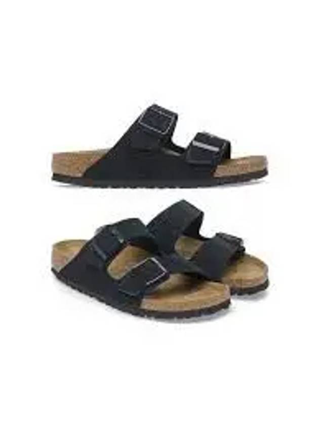 Arizona Suede Leather Slippers Black - BIRKENSTOCK - BALAAN 2