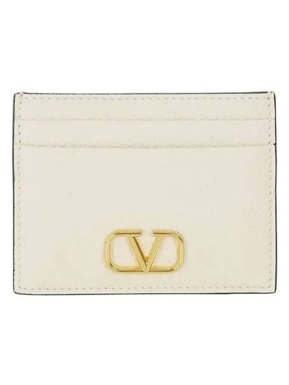 V Logo Signature Card Wallet Ivory - VALENTINO - BALAAN 2