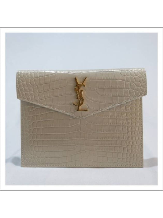 Uptown Crocodile Baby Pouch Bag Blanc Vintage - SAINT LAURENT - BALAAN 2