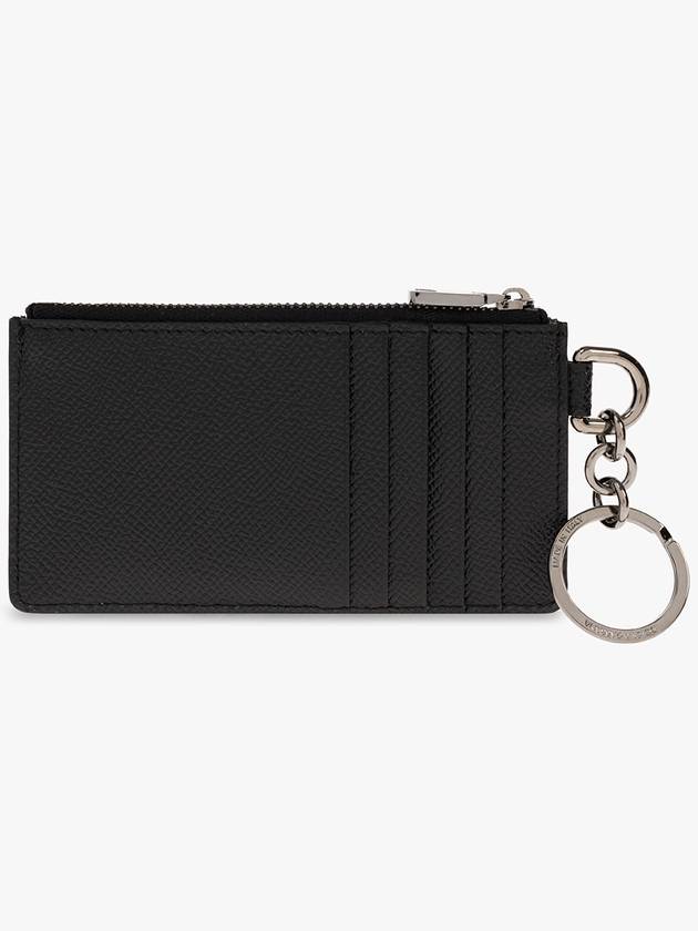 Men's Ring Logo Tag Calfskin Card Wallet Black - DOLCE&GABBANA - BALAAN 4