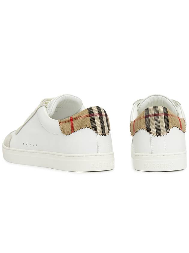 Leather Suede Check Cotton Low Top Sneakers White - BURBERRY - BALAAN 7