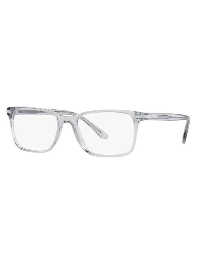 Eyewear Square Transparent Horn-rimmed Glasses Gray - PRADA - BALAAN.