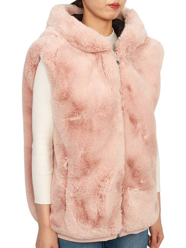 State Bunny Fur Hooded Vest Pink - MOOSE KNUCKLES - BALAAN 5