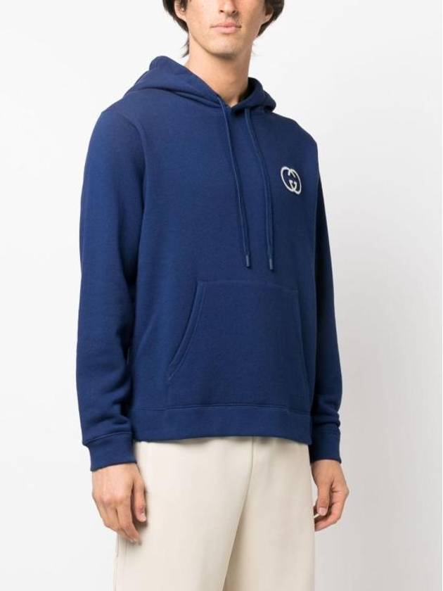 Cotton Jersey Hoodie Blue - GUCCI - BALAAN 5