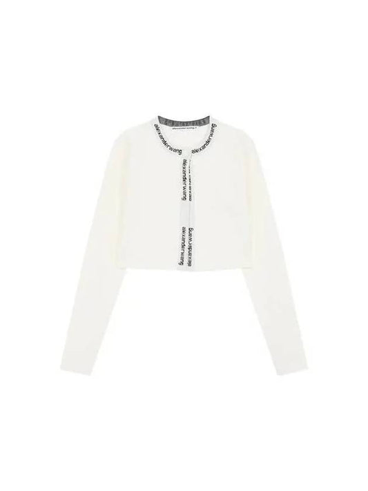 t Cropped Logo Trim Cardigan White 271496 - ALEXANDER WANG - BALAAN 1