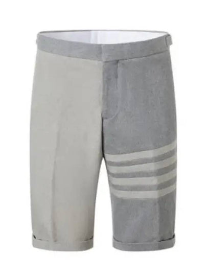 4 Bar Stripe Fun Mix Selvedge Denim Shorts Grey - THOM BROWNE - BALAAN 2