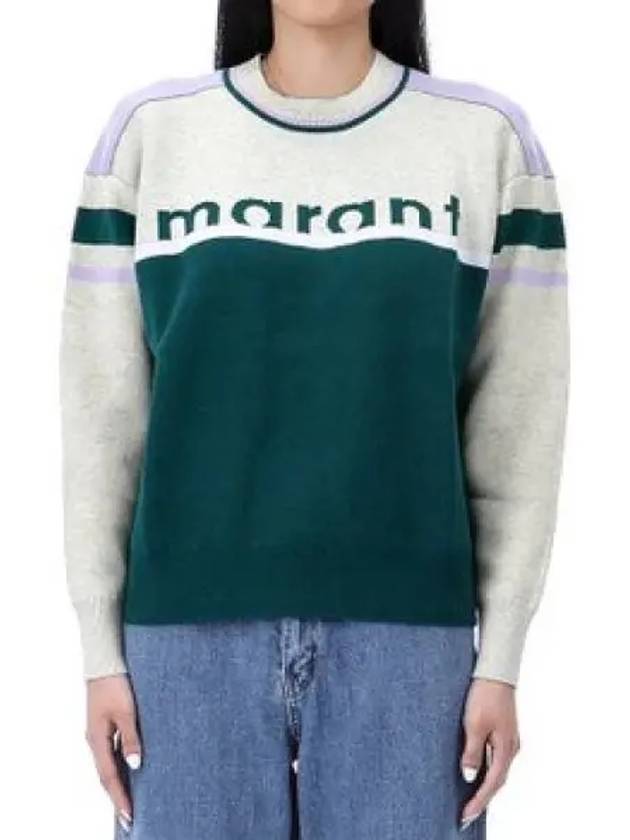 Logo Jacquard Sweater Green Gray PU0115FAA1L61E60ED 968601 - ISABEL MARANT - BALAAN 1