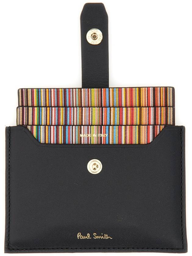 Striped Card Wallet Black - PAUL SMITH - BALAAN 4