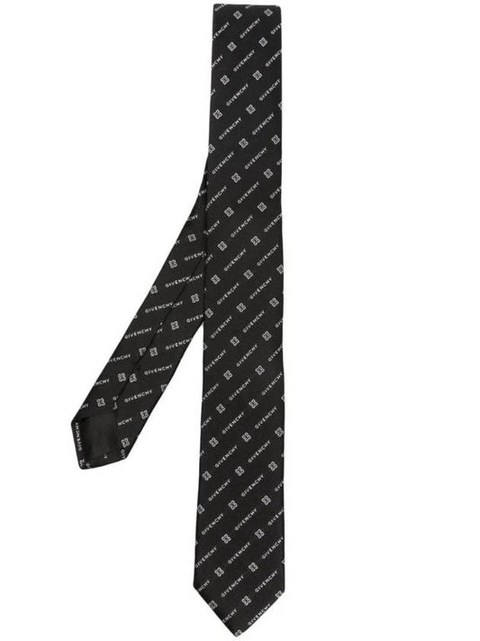 Monogram Print Silk Tie Black - GIVENCHY - BALAAN 1