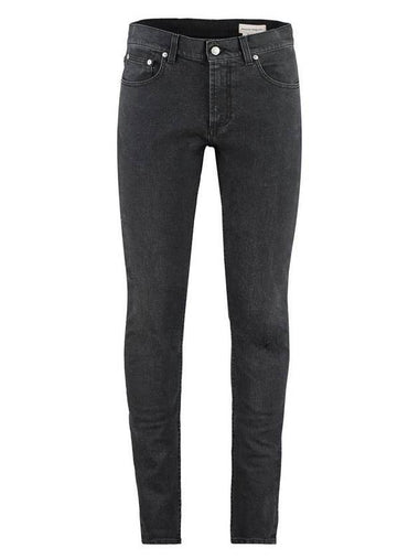 Logo Patch Slim Fit Denim Jeans Black - ALEXANDER MCQUEEN - BALAAN 1