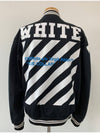 Cotton Denim Baseball Jumper Jacket - OFF WHITE - BALAAN 4