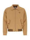 Harrington Technical Cotton Gabardine with Bold Fox Head Patch Jacket Beige - MAISON KITSUNE - BALAAN 1