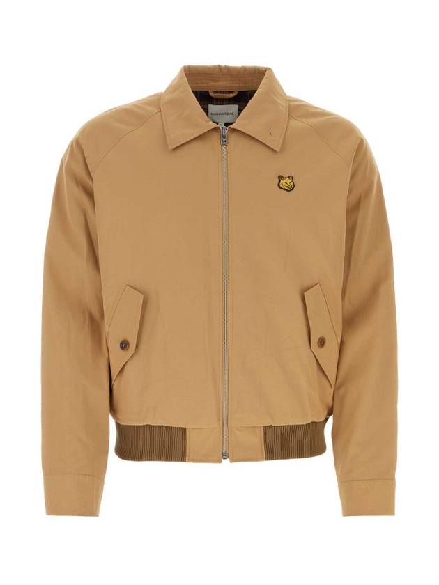 Harrington Technical Cotton Gabardine with Bold Fox Head Patch Jacket Beige - MAISON KITSUNE - BALAAN 2