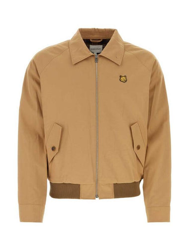 Harrington Technical Cotton Gabardine with Bold Fox Head Patch Jacket Beige - MAISON KITSUNE - BALAAN 1