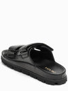 Triangular Logo Nappa Leather Slippers Black - PRADA - BALAAN 5