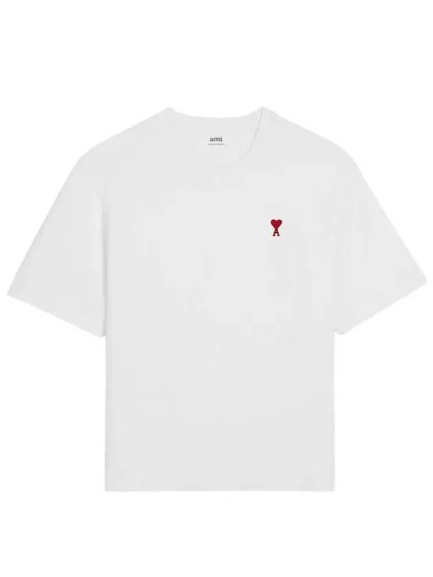 Small Heart Logo Boxy Fit Short Sleeve T-Shirt White - AMI - BALAAN 2