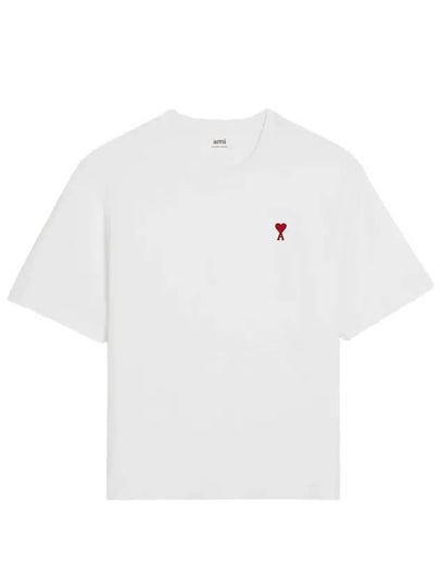 Small Heart Logo Boxy Fit Short Sleeve T-Shirt White - AMI - BALAAN 2