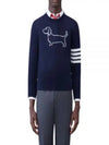 Hector 4-Bar Crewneck Pullover Merino Wool Knit Top Navy - THOM BROWNE - BALAAN 2