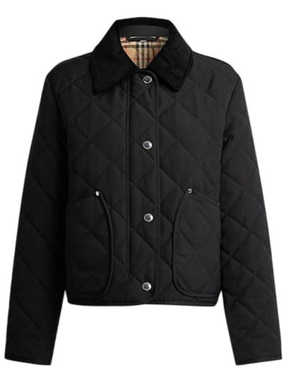 Striped point cropped quilted jacket black - BURBERRY - BALAAN 2