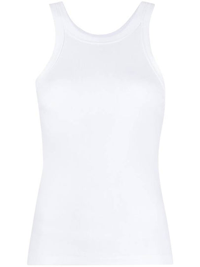 Women's Curved Ribbed Cotton Sleeveless White - TOTEME - BALAAN 2