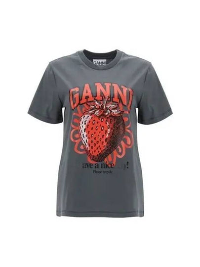 Strawberry Short Sleeve T-Shirt Ash Grey - GANNI - BALAAN 2