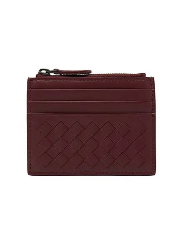 Intrecciato zipper card wallet burgundy - BOTTEGA VENETA - BALAAN 2