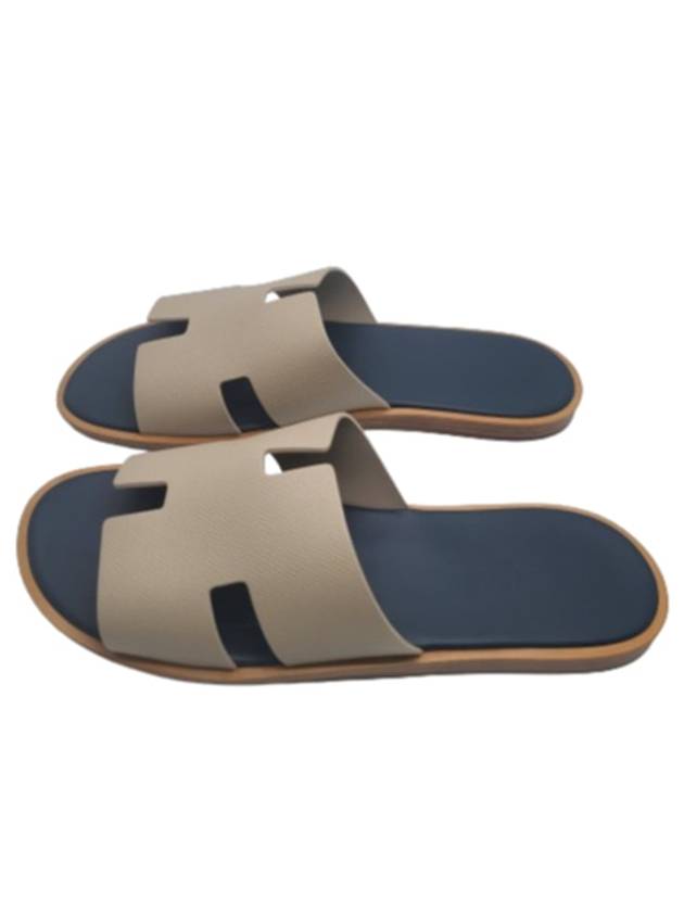 Izmir Leather Slippers Navy Ivory - HERMES - BALAAN 4