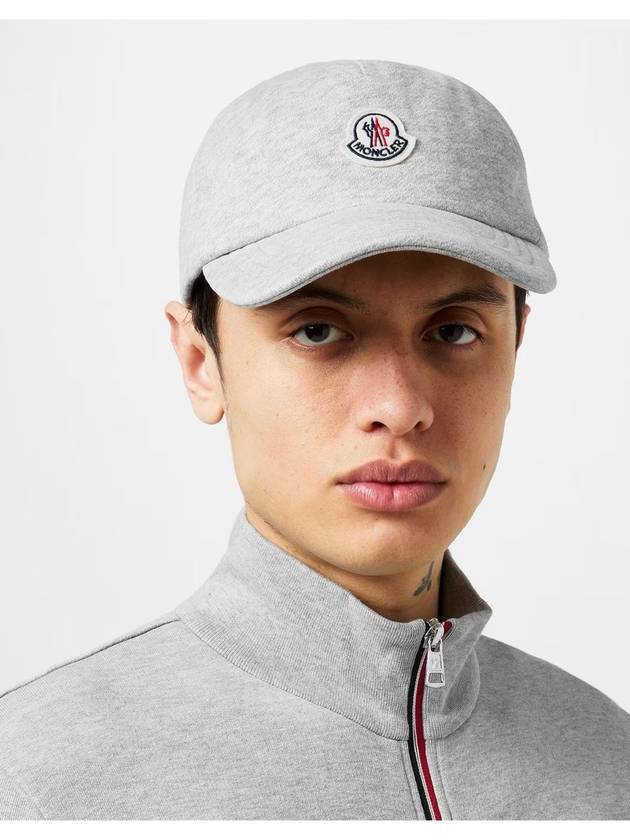 Fleece Logo Patch Cotton Baseball Ball Cap Grey - MONCLER - BALAAN 5