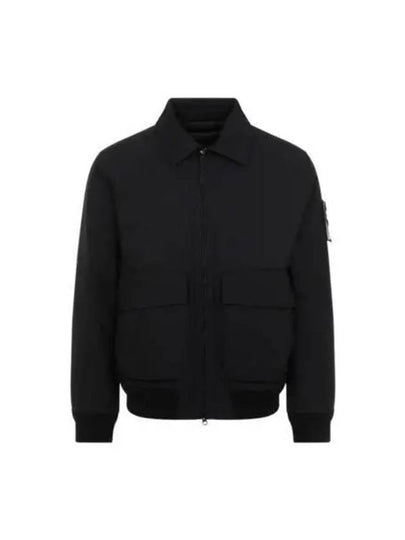 Logo Patch Zip-Up Jacket Black - STONE ISLAND - BALAAN 2