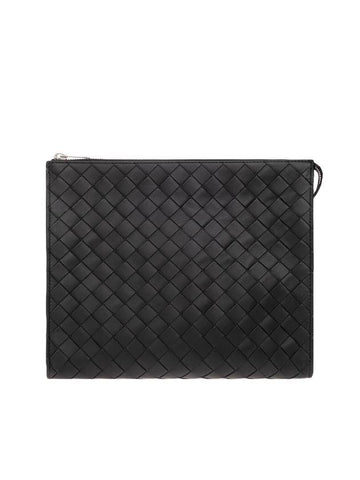 Men's Intrecciato Standing Crutch Bag Black - BOTTEGA VENETA - BALAAN 1