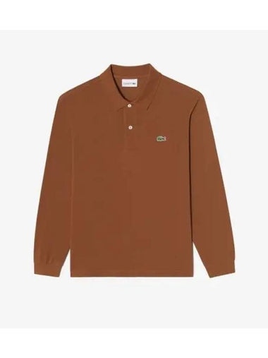 Men s French Regular Fit Long Sleeve Basic Polo Brown - LACOSTE - BALAAN 1