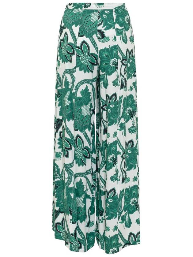 floral print trousers wide pants green - ETRO - BALAAN 3