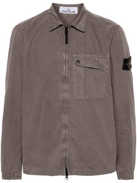 Old Treatment Garment Dyed Overshirt Jacket Dove Grey - STONE ISLAND - BALAAN 1
