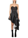 Asymmetric Drape Corset Sleeveless Dark Navy - ALEXANDER MCQUEEN - BALAAN 1