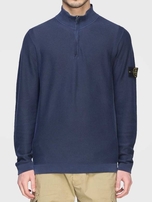 Men's Wappen Patch High Neck Knit Top Navy - STONE ISLAND - BALAAN 6