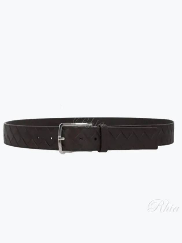 Intrecciato Leather Belt Dark Brown - BOTTEGA VENETA - BALAAN 2