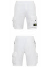 Men's Waffen Patch Cotton Fleece Bermuda Shorts White - STONE ISLAND - BALAAN 5