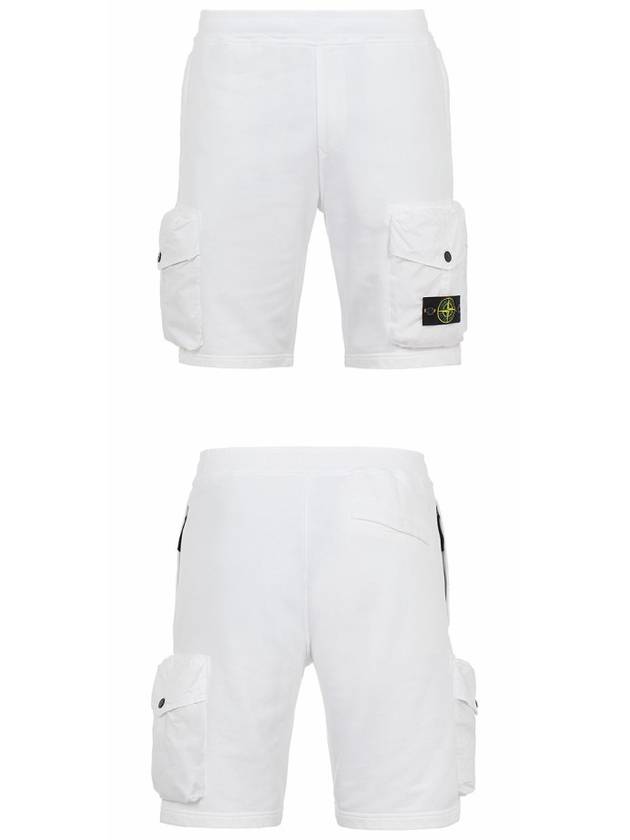 Men's Waffen Patch Cotton Fleece Bermuda Shorts White - STONE ISLAND - BALAAN 5