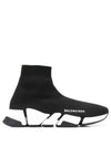 Women's Speed 2.0 Trainer Black Knit White Sole High Top Sneakers Black - BALENCIAGA - BALAAN 2