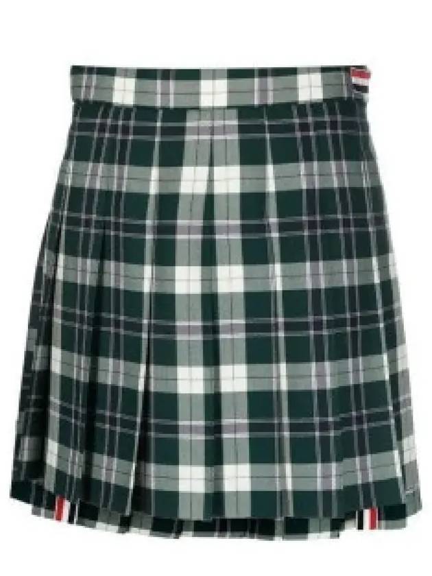 Women's Tartan Twill Mini Pleated Skirt Green - THOM BROWNE - BALAAN 2