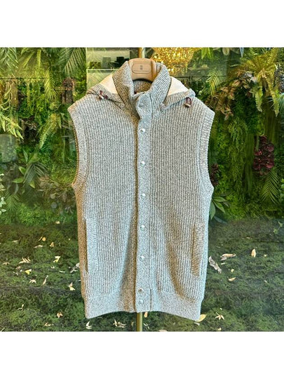 Knit Hooded Vest Grey - BRUNELLO CUCINELLI - BALAAN 2