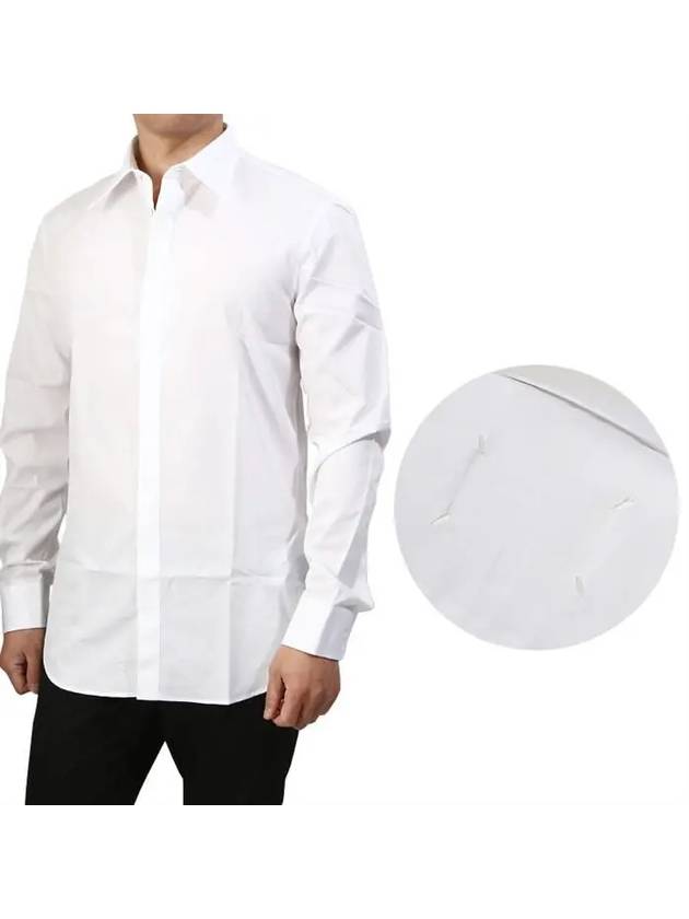 Stitched Slim Hidden Button Classic Long Sleeve Shirt White - MAISON MARGIELA - BALAAN.