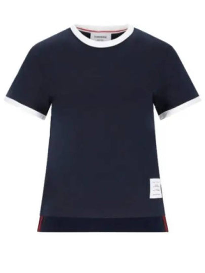 Asymmetric Hem Short Sleeve T-Shirt Navy - THOM BROWNE - BALAAN 2