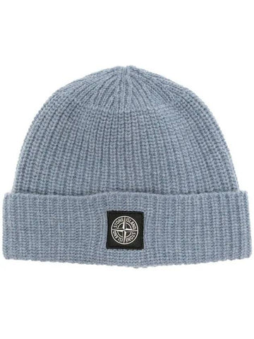 Waffen Logo Wool Beanie Navy - STONE ISLAND - BALAAN.