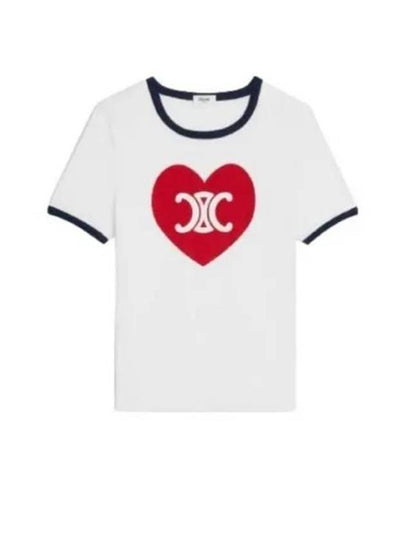 Heart Jersey Short Sleeve T-Shirt Off White - CELINE - BALAAN 2