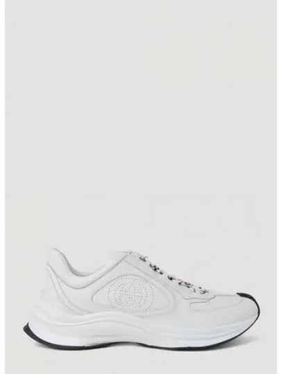 Run Embroidered Logo Lace-Up Leather Low Top Sneakers White - GUCCI - BALAAN 2