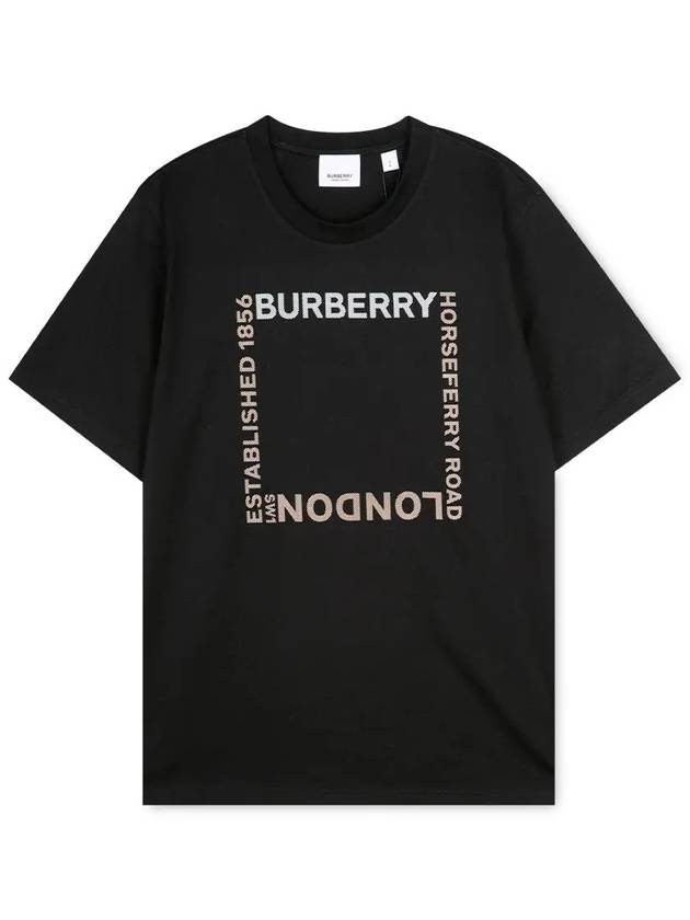 Women's Horseferry Square Print Cotton Short Sleeve T-Shirt Black - BURBERRY - BALAAN 4