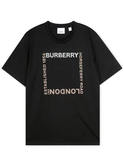 WoMen's Horseferry Square Print Cotton Short Sleeve T-Shirt Black - BURBERRY - BALAAN 2