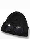 Extra Fine Merino Wool Goggle Beanie Black - CP COMPANY - BALAAN 2